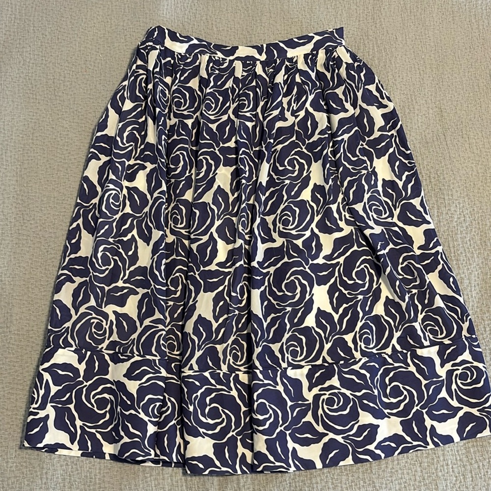 Elizabeth and James Silk Blue Floral Skirt, 2
